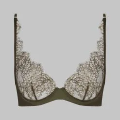Maison Close Soutien-gorge Foulard En Dentelle Et Soie - Rendez-vous Kaki -Lingerie Soldes soutien gorge foulard rdv kaki 4
