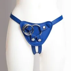 The Sinners Harnais Pour Gode-ceinture Avec Plastron Amovible Et Attaches D-Ring - Cuir Souple Bleu -Lingerie Soldes strapon bleu plein doubleanneaux face