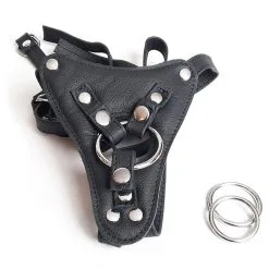 The Sinners Harnais Pour Gode-ceinture Avec Attaches D-Ring - Cuir Souple Noir -Lingerie Soldes strapon noir ouvert doubleanneaux seul 1