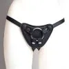The Sinners Harnais Pour Gode-ceinture Avec Plastron Amovible Et Attaches D-Ring - Cuir Souple Noir -Lingerie Soldes strapon noir plein anneaux face