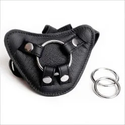 The Sinners Harnais Pour Gode-ceinture Avec Plastron Amovible - Cuir Souple Noir -Lingerie Soldes strapon noir plein boucletrous seul 1