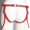 The Sinners Harnais Pour Gode-ceinture Avec Attaches D-Ring - Cuir Souple Rouge -Lingerie Soldes strapon rouge ouvert anneaux dos 1