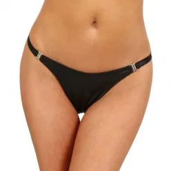 String En Wetlook Dégrafable Avec Attaches Strass -Lingerie Soldes string degrafable wetlook strass 3