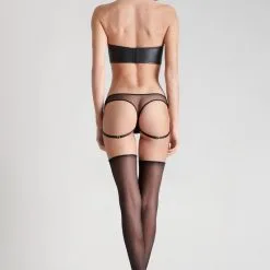 Maison Close String Avec Lanières - Chambre Noire Or -Lingerie Soldes string lanieres chambre noire or 3