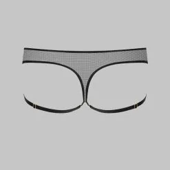 Maison Close String Avec Lanières - Chambre Noire Or -Lingerie Soldes string lanieres chambre noire or 6 1