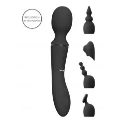 Vive Wand Vibrante Avec Accessoires Nami - Noir -Lingerie Soldes vibro nami noir 4