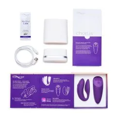We-Vibe Vibromasseur Télécommandé Pour Couple Chorus - Violet -Lingerie Soldes wvi chorus purple flatlay box contents jpg 104 2